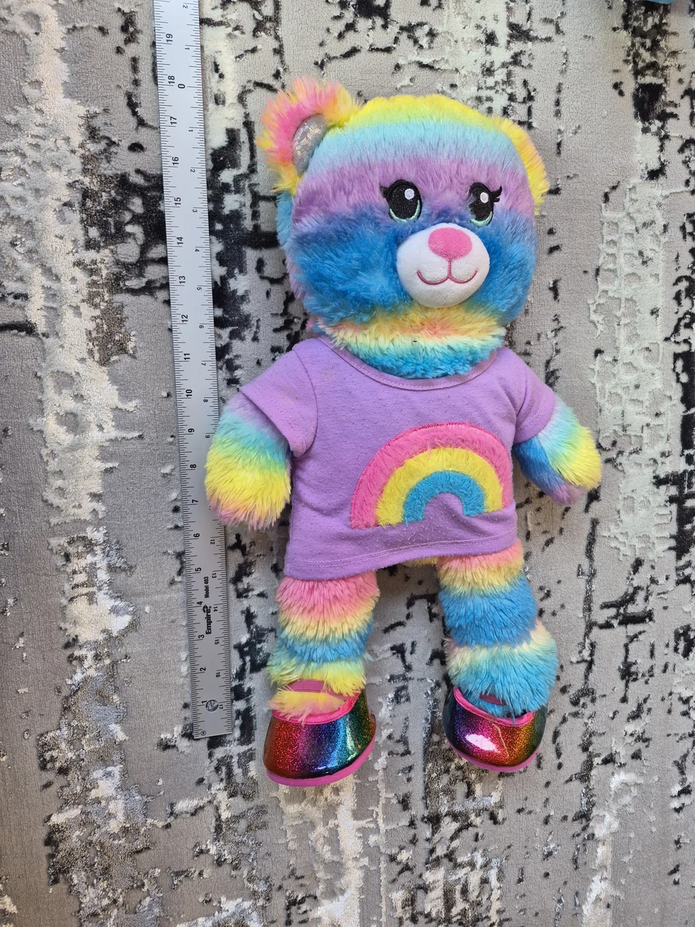B.A.B Rainbow Sparkle Teddy Bear  tie die fur With Cloths